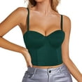 thumbnail image 1 of Baberdicy Crop Tops Womens Corset Top Bustier Corset Top Tight Fitting Corset Tank Top Suspender Top Solid Short Fashion Women's Tanks & Camis Green L, 1 of 8