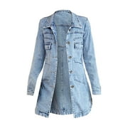 Baberdicy Denim Jacket Women Fashion Hooded Sleeveless Sweater Vest Blouse Shirts Coat Sweatshirt Denim Coat Blue