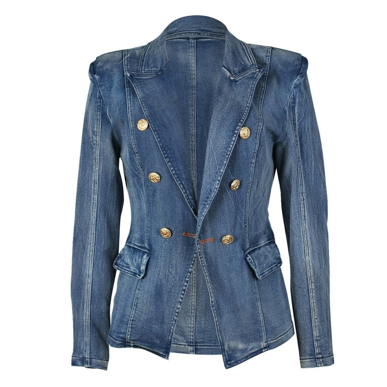 Double breasted denim jacket hotsell