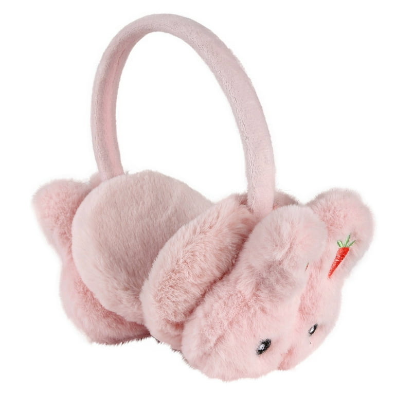 Baberdicy Pink Plush Rabbit Pattern Earmuffs, Winter Ear Muffs for