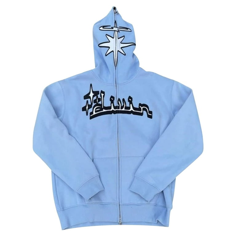 Baberdicy Essentials Hoodie Hoodie Women Men Zip up Aesthetic Hoodies Casual Vintage Oversized Pullover Sweatshirt Jacket Hoodies for Women Blue