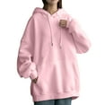 thumbnail image 1 of Baberdicy Essentials Hoodie Womens Daily Long Casual Down for Womens Pocket Hooded Sweatshirts Pullover Sleeve Button V Drawstring Hoodies Neck Women's Hoodies Sweatshirts Hoodies for Women Pink, 1 of 5