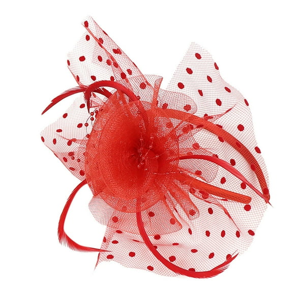 Baberdicy Fascinators Hats for Women Clearance！Tea Top Cocktail Party Women Flower Hat Headwear for Fascinators Headband Red
