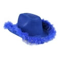 thumbnail image 1 of Baberdicy Faux Fur Cowboy Hat, Cowboy Hat Faux-Suede Cowboy Hat – Fringe Detail for Carnivals, Concerts & Western Themes | Moldable Brim | Women’S, Blue, One Size, 1 of 2