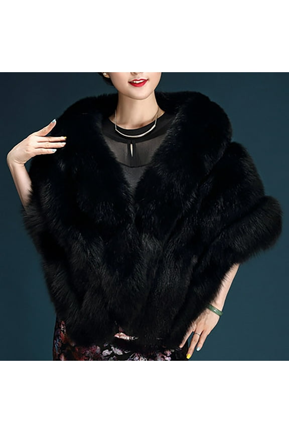 Faux Fur Wrap, Elegant Evening Stole Faux Fur Shawl – Elegant Wedding Wrap for Brides & Guests, Women's Shawl One Size
