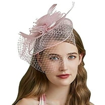 Baberdicy Feather Party Hat, Women's Hat Vintage Feather Fascinator – Pillbox Hat for Weddings, Tea Parties & Church | Clip-On Headband | One Size, A, One Size