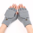 thumbnail image 1 of Baberdicy Fingerless Gloves, Winter Gloves, with Mittens Cap, Convertible Gloves for Men Women, Writing, Outdoor, Keep Fingers Free & Warm, Gifts for Students ( Gray_01), 1 of 5