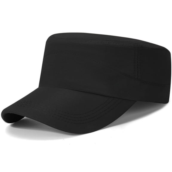 Baberdicy Flat Cap Men, Adjustable Flat Top Cap for Men And Women, Unisex Base Baseball Cap with Leather Label, Lightweight Breathable Sun Hat for Four Seasons Outdoor Black