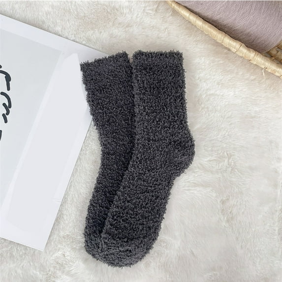 Baberdicy Fleece No-Slip House Socks, Plush Indoor Slipper Socks, Cozy Lounge Socks for Men And Women, Ideal for Men And Women Lounging at Home, Keeping Feet Warm Indoors, Winter Dark Gray
