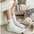 thumbnail image 1 of Baberdicy Fleece Socks with Bow Detail, Cozy House Socks for Women, Plush Sleeping Socks, Ideal for Women Lounging, Sleeping, Keeping Feet Warm at Home White, 1 of 4