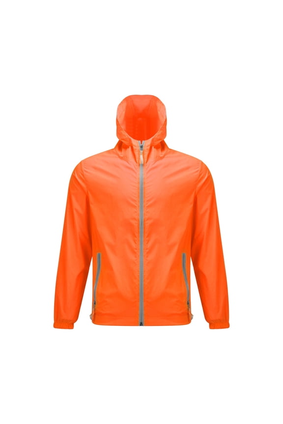 Gentleman Jacket Summer and Autumn Men and Women's Lightweight Windproof and Sunscreen Clothing with Fluorescent Zippers Plus Size Tops Orange