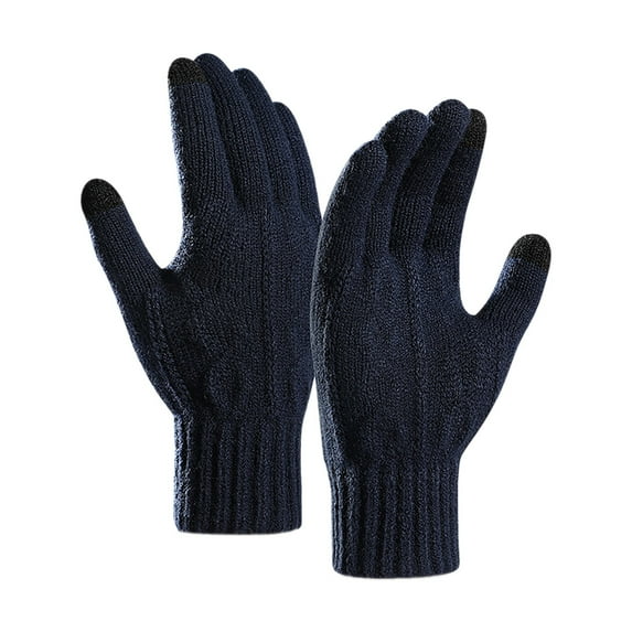 Baberdicy Gloves Knitted Gloves Male Jacquard Huafen Refers to Wool And Hair Thickening in The Fall And Winter to Keep Warm Screen Gloves Gloves for Cold Weather One Size