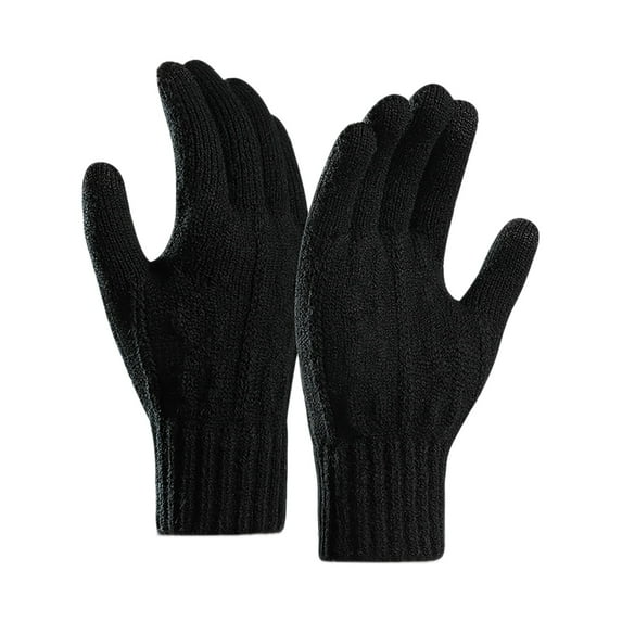 Baberdicy Gloves Knitted Gloves Male Jacquard Huafen Refers to Wool And Hair Thickening in The Fall And Winter to Keep Warm Screen Gloves Gloves for Cold Weather One Size