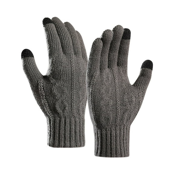 Baberdicy Gloves Knitted Gloves Male Jacquard Huafen Refers to Wool And Hair Thickening in The Fall And Winter to Keep Warm Screen Gloves Gloves for Cold Weather One Size
