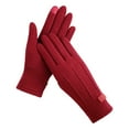 thumbnail image 1 of Baberdicy Gloves Women Autumn Winter Keep Warm Screen Thin Gloves Cycling Drive Fashion Elegant Letter Mark Windproof Gloves for Cold Weather Red, 1 of 4