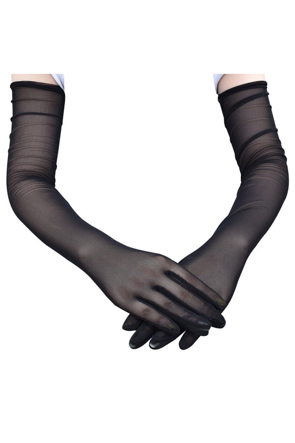 Gloves Women's Evening Party Satin Long Finger Gloves Elbow Length Gloves for Cold Weather Black