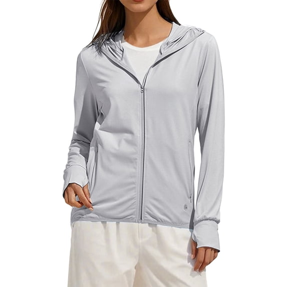 Baberdicy Grey Women's Ice And Sun Protective Jacket Light And Breathable Cycling Jacket, L