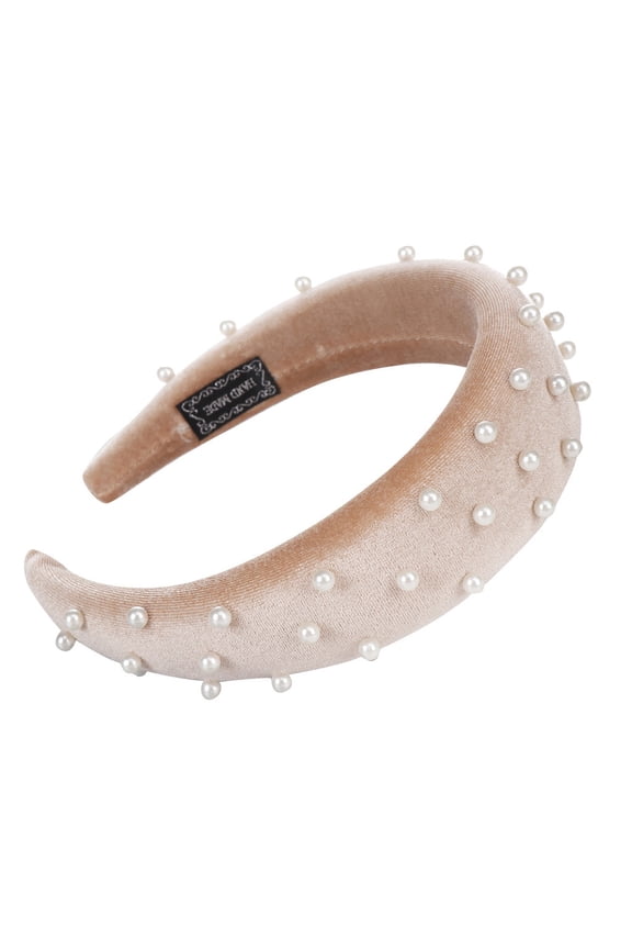 Hair Clips Fashion Sponge Velvet Beading Hairband Women Hair Head Hoop Girls Sweet Headband Fascinators Hats for Women Khaki