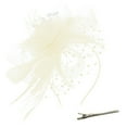thumbnail image 1 of Baberdicy Hair Clips Hat for Women Feather Tea Party Bridal Wedding Cocktail Mesh Flower Headband Hair Clip Fascinators Hats for Women Beige, 1 of 3