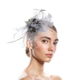 thumbnail image 1 of Baberdicy Women's Dual Fascinator - Clip & Headband Convertible - Wedding/Church Hat - Feather & Mesh Design - Value Pack Grey,One Size, 1 of 8