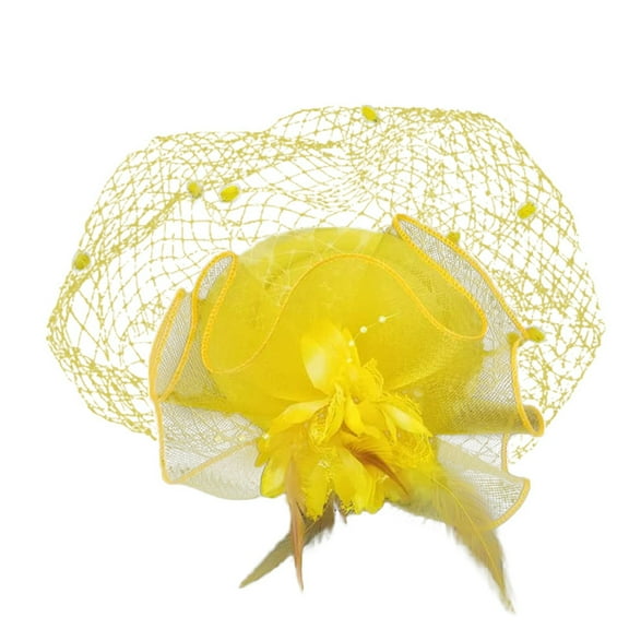 Baberdicy Hair Clips Hats for Women Fascinators Womens Pillbox Flower Hat for Tea Party Cocktail Wedding Church Fascinators Hats for Women Yellow