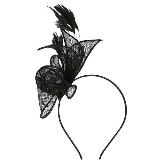 Baberdicy Hair Clips Women's Elegant Hat Strap Flower Feather Party Hat Hair Clip Headband Accessory Fascinators Hats for Women Black