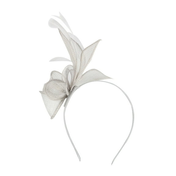 Baberdicy Hair Clips Women's Elegant Hat Strap Flower Feather Party Hat Hair Clip Headband Accessory Fascinators Hats for Women Grey