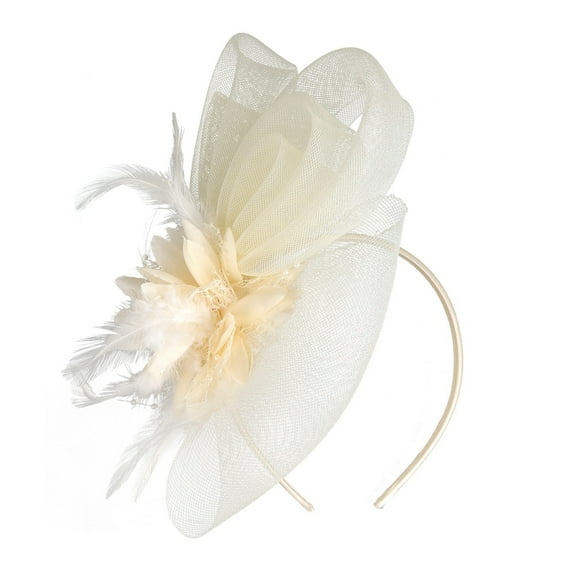 Baberdicy Hair Clips Women's Elegant Hat Strap Flower Mesh Party Hat Hair Clip Headband Accessory Fascinators Hats for Women Beige