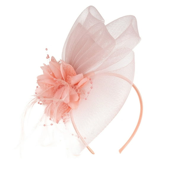 Baberdicy Hair Clips Women's Elegant Hat Strap Flower Mesh Party Hat Hair Clip Headband Accessory Fascinators Hats for Women Pink