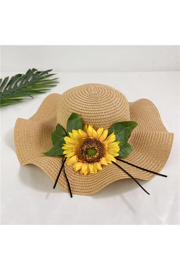 Hat Big Deal Summer Beach Straw Hat Beach Big Brim Sun Sunflower Versatile Sandal Hat Clearance!
