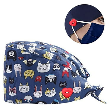 Baberdicy Hat Deals of the Day Clearance Fashion Printed Button Work Hat Casual Unisex Scrub Cap Clearance!