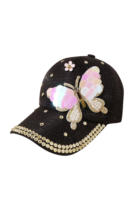 Hat Hop Sun Baseball Hat Shading Hip Women's Cap Cap Sequined Hat Cap Baseball Caps Baseball Cap Black