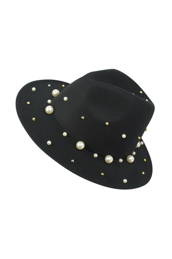 Hat Pearls Ladies Fashion Hat Panama Hat with Handmade Fedora Baseball Caps Baseball Cap Black