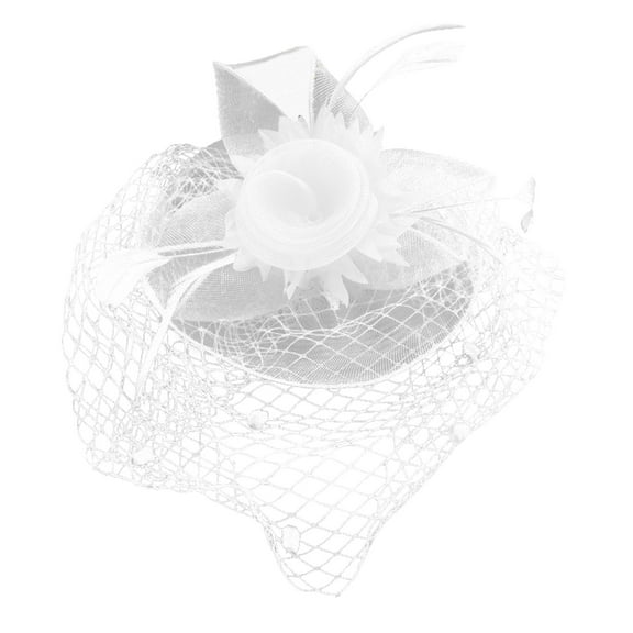 Baberdicy Hat Women Feathers Clip Cocktail Hair Tea Flower Headband Wedding Mesh Party Accessory Visor Hats for Women White