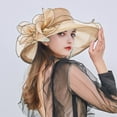 thumbnail image 1 of Baberdicy Elegant Beach Hat, Coffee Women's Flower Sun Hat – Wide Brim for Beach, Weddings & Photoshoots | Foldable Organza | 57Cm One Size, 1 of 6