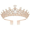thumbnail image 1 of Baberdicy Head Wraps for Women's Hair Women Girls Princess Elegant Crown with Combs Women's Headbands Bridal Wedding Prom Birthday Headwraps Rose Gold, 1 of 2