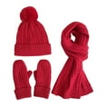 thumbnail image 1 of Baberdicy Head Wraps for Women's Hair Winter Women's Knitted Hat Scarf Gloves Solid Color Plus Velvet Wool Hat Warm Three Piece Set Headwraps, 1 of 3