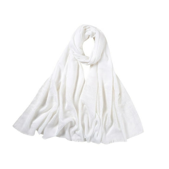 Baberdicy Head Wraps for Women's Hair Women Casual Striped Sparkling Long Scarf Muslim Hijab Wrap Shawl Headwear Scarf Headwraps White