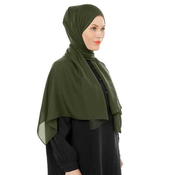 Baberdicy Head Wraps for Women's Hair Women Chiffon Hijab Scarf Long Hijabs Scarves Muslim Scarf Hijab Hijab Shawl Headwraps Army Green