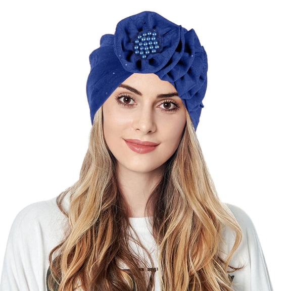 Baberdicy Head Wraps for Women's Hair Women Turbans Flowers Bonnet Cap Headwraps Hats Headwraps Blue