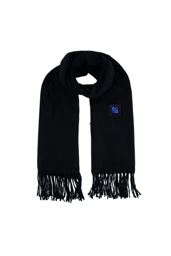 Heated Scarf Usb, Heated Scarf for Women And Men, Usb Powered Heating Scarf Soft Warm Heated Neck Warmer for Winter, Solid Color Smart Electric Scarf with Portable Battery Black