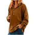 thumbnail image 1 of Baberdicy Hoodies for Women Women's Casual Long Sleeve Solid Color Button Down Pullover Hoodie Sweatshirt Tops Blouse Womens Sweatshirts Brown L, 1 of 7
