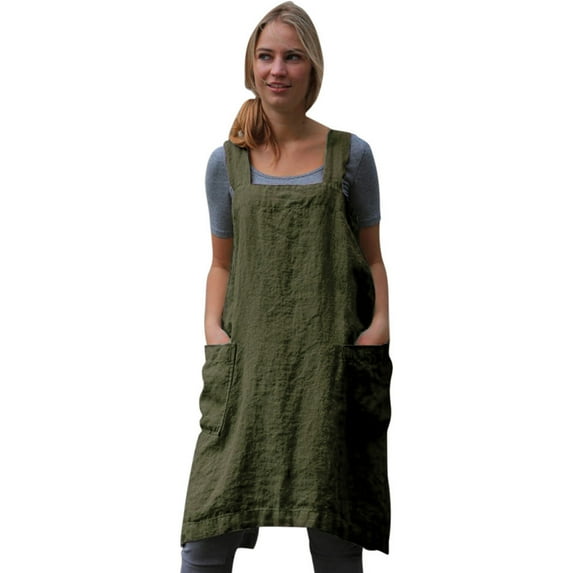 Baberdicy Inafore Dress Apron Pinafore Dress Garden Women Cotton Pinafore Work Women's Dress Fall Dresses Army Green 3Xl