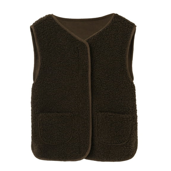 Baberdicy Jacket Vest Lamb Vest Women's 2023 Autumn and Winter New Versatile Outwear Vest Plush Buckle Sweater Vest Coffee