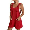 thumbnail image 1 of Baberdicy Jumpsuit Romper Women's Tie Shoulder Overall Shorts Scoop Neck Romper Jumpsuit with Pocket Casual Playsuit Red S-Xl, 1 of 8