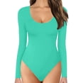 thumbnail image 1 of Baberdicy Jumpsuit Womens Round Neck Low Neck Long Sleeve Bodysuit Bottoming Shirt Jumpsuit Jumpsuit Jumpsuits for Women, 1 of 3