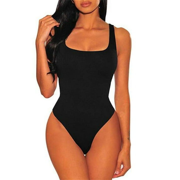 Baberdicy Jumpsuits for Women Clearanceï¼Women's Polyester Underwear Crew Neck Long Sleeve Leggings Slim Jumpsuit Bodysuit Top Shapers Bodysuit Black