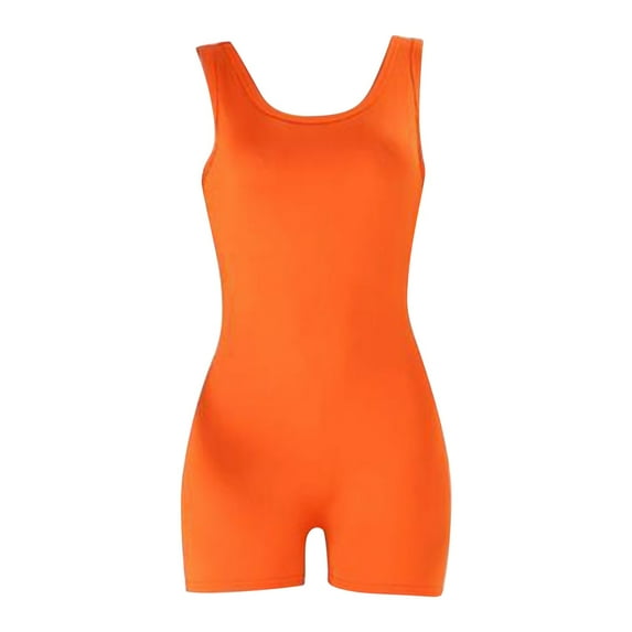Baberdicy Jumpsuits for Women Clearance!Casual Women Solid Sleeveless Short Playsuit Romper Sports Pants Yoga Clothing Shapers Bodysuit A