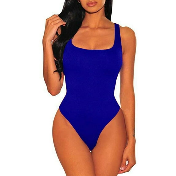 Baberdicy Jumpsuits for Women Clearanceï¼Women's Polyester Underwear Crew Neck Long Sleeve Leggings Slim Jumpsuit Bodysuit Top Shapers Bodysuit Blue