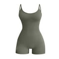 thumbnail image 1 of Baberdicy Jumpsuits for Women Clearanceï¼Women's Round Neck Sleeveless Suspender Solid Color Jumpsuit Suspender Bodysuit Shapers Bodysuit Green 1, 1 of 4